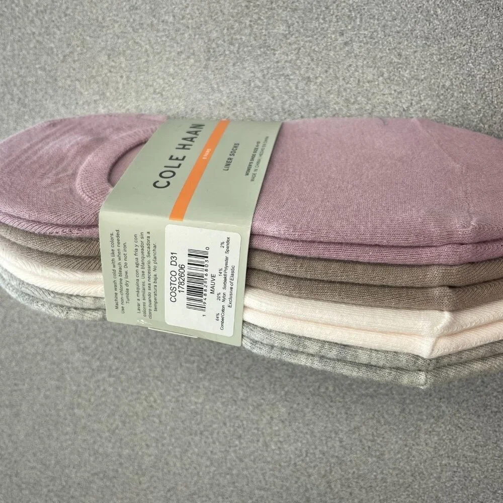 NEW Cole Haan Women's Size 4-10Liner Socks 8 Pairs Stretch Non-Slip Heel Grip